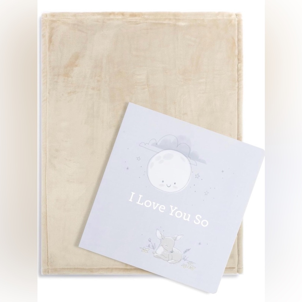 Demdaco Cream Baby Blanket & Story Book Gift Set